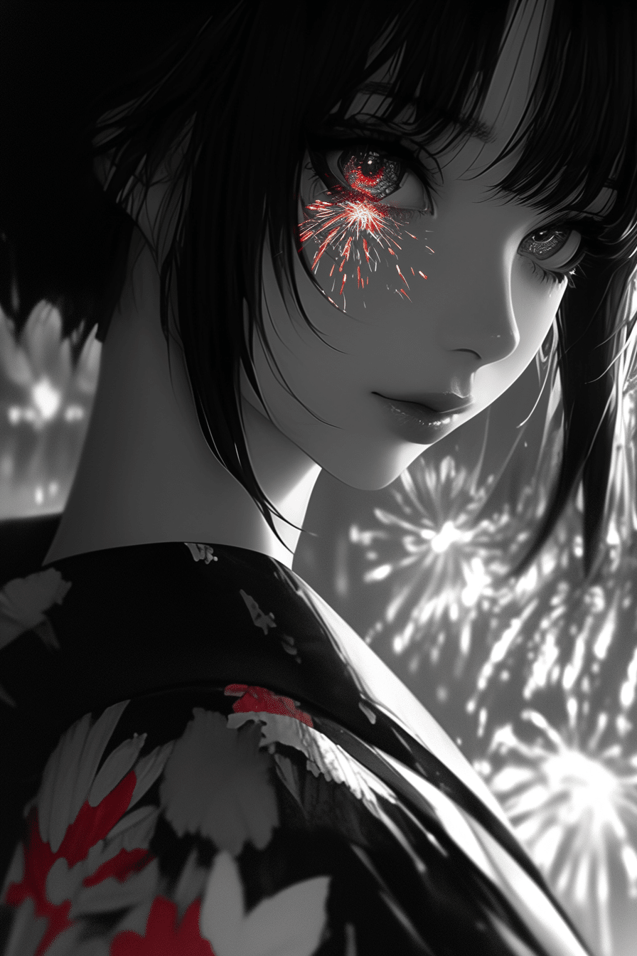 AIイラスト失敗録｜それでも、花火を瞳に灯したくて」｜リンファ@AI