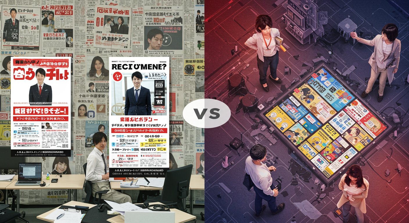 SNS採用と従来型採用の比較図