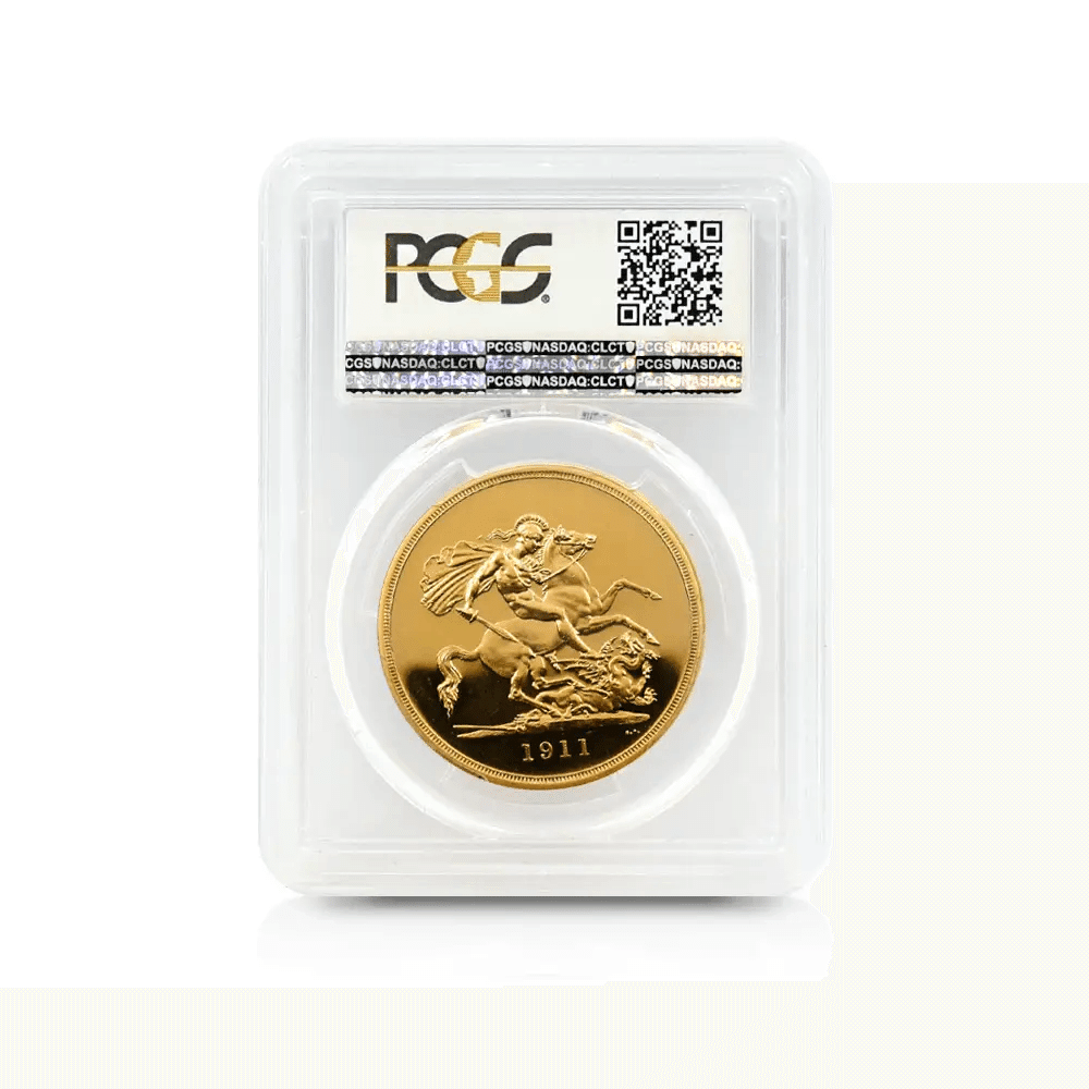 1911 ジョージ5世 聖ジョージ竜退治 5ポンド金貨 PCGS PR64CA S