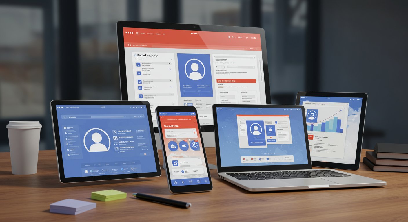 複数のSNSプラットフォームを表示したデバイス画面