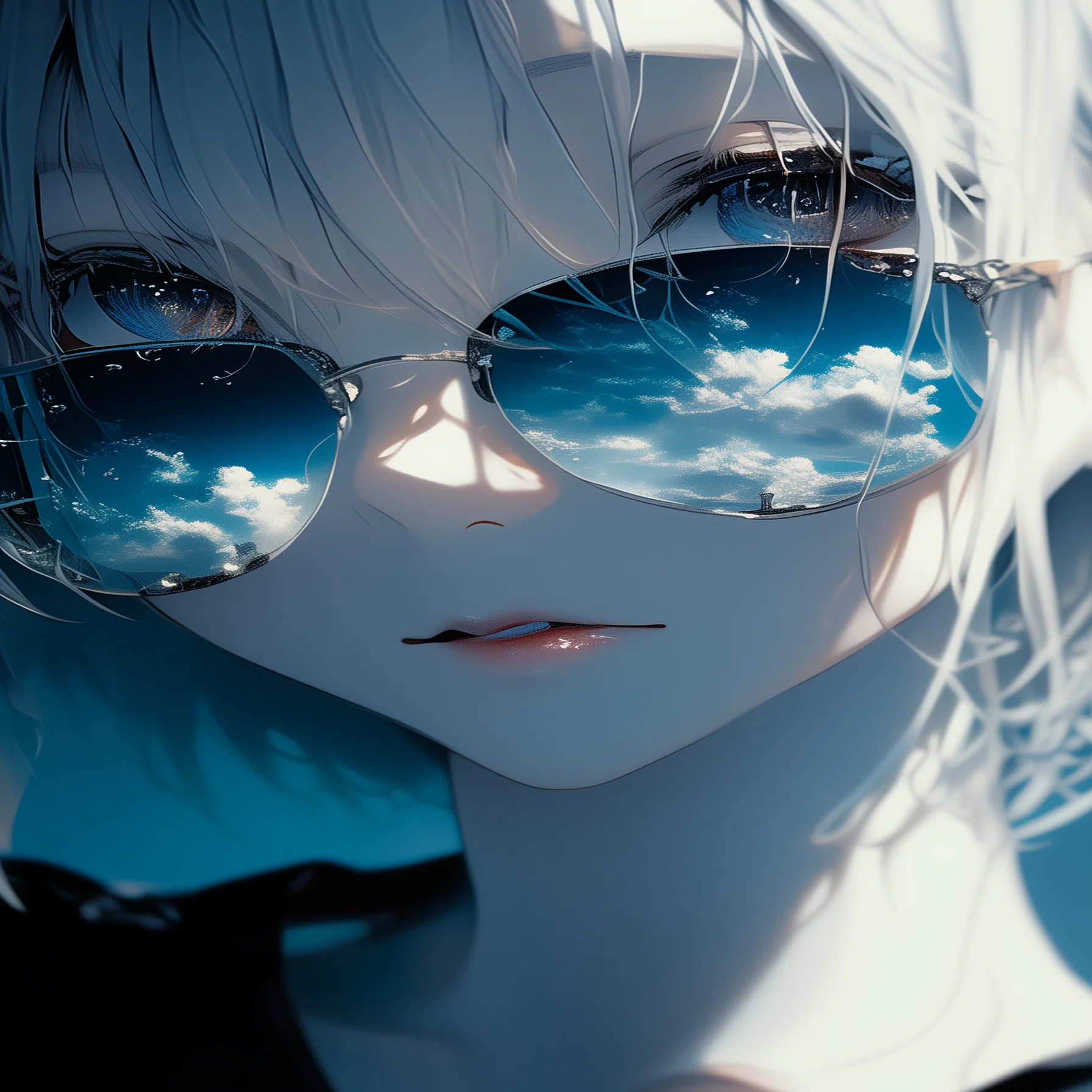 フレームの中の青空｜モノクロの日々に差す光#夏の1コマ｜リンファ@AI