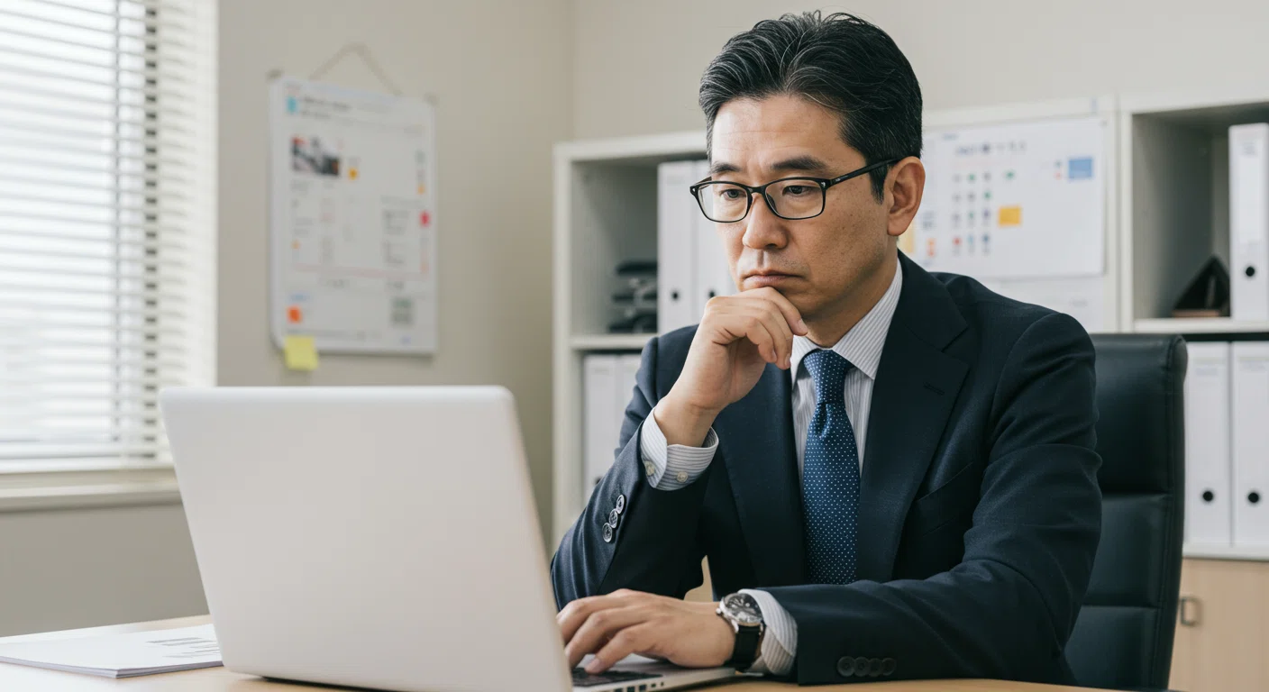 40代の男性が悩んでいる様子