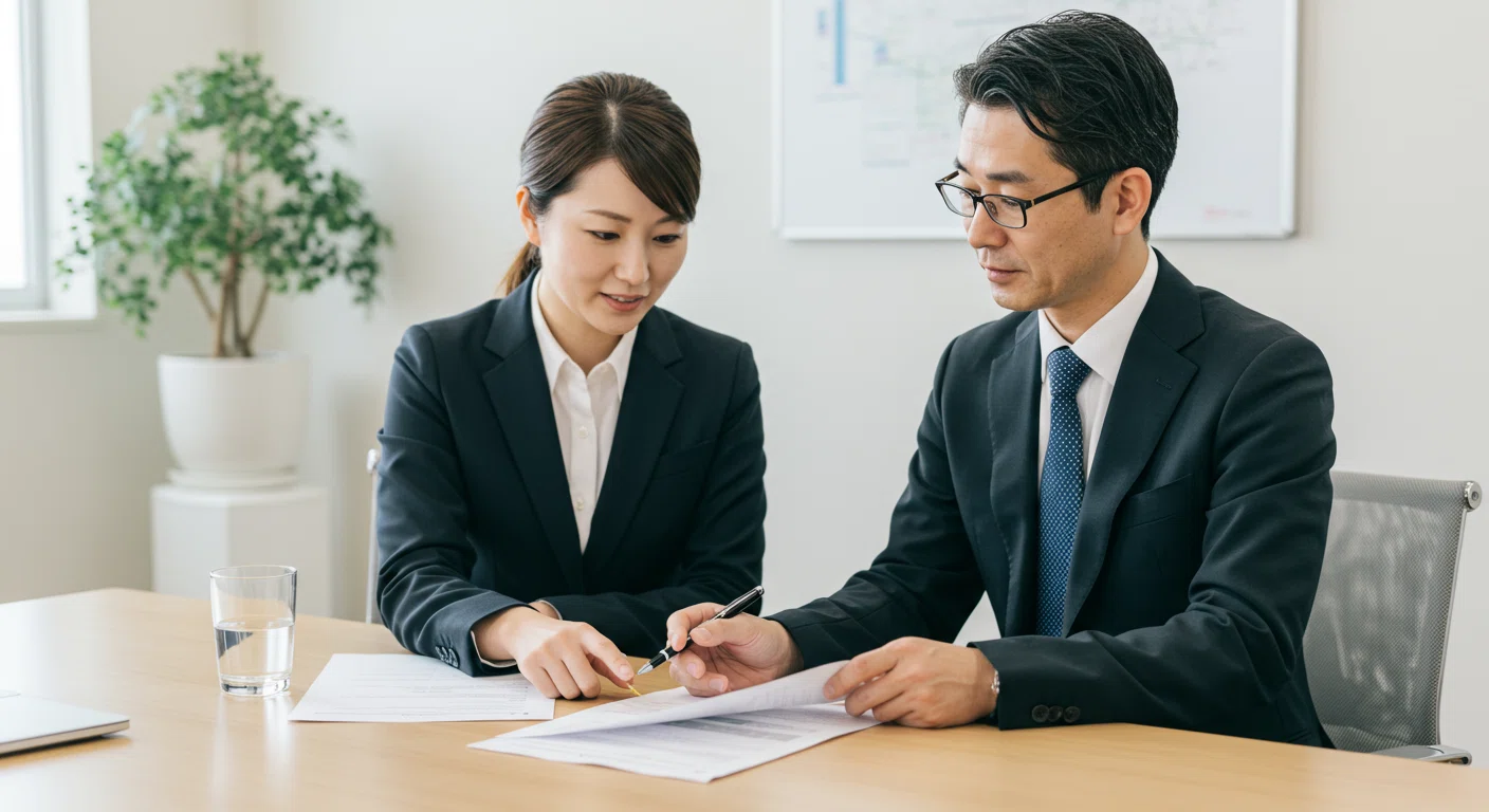 転職エージェントと相談している40代の男性