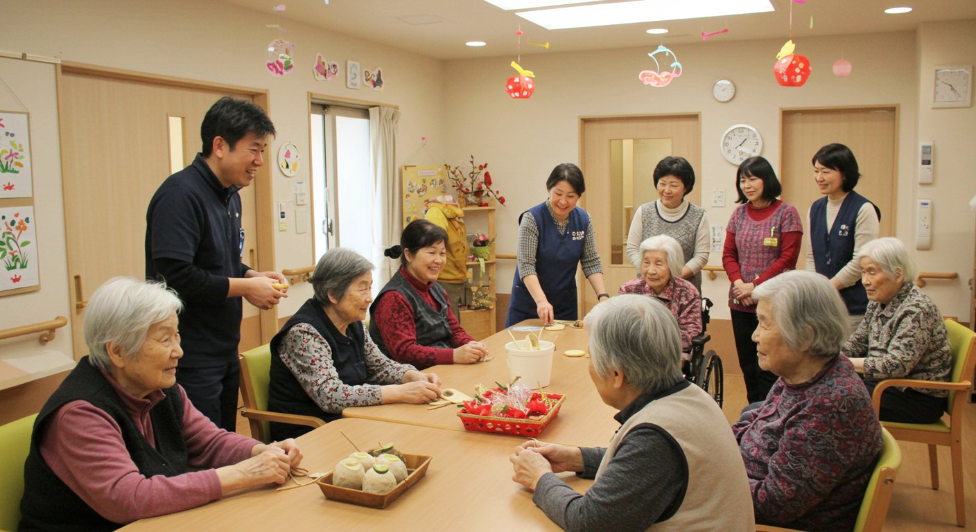 地域の方々と交流する介護施設の様子