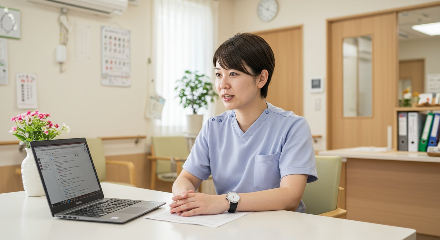 オンライン面接を行っている介護施設の管理者