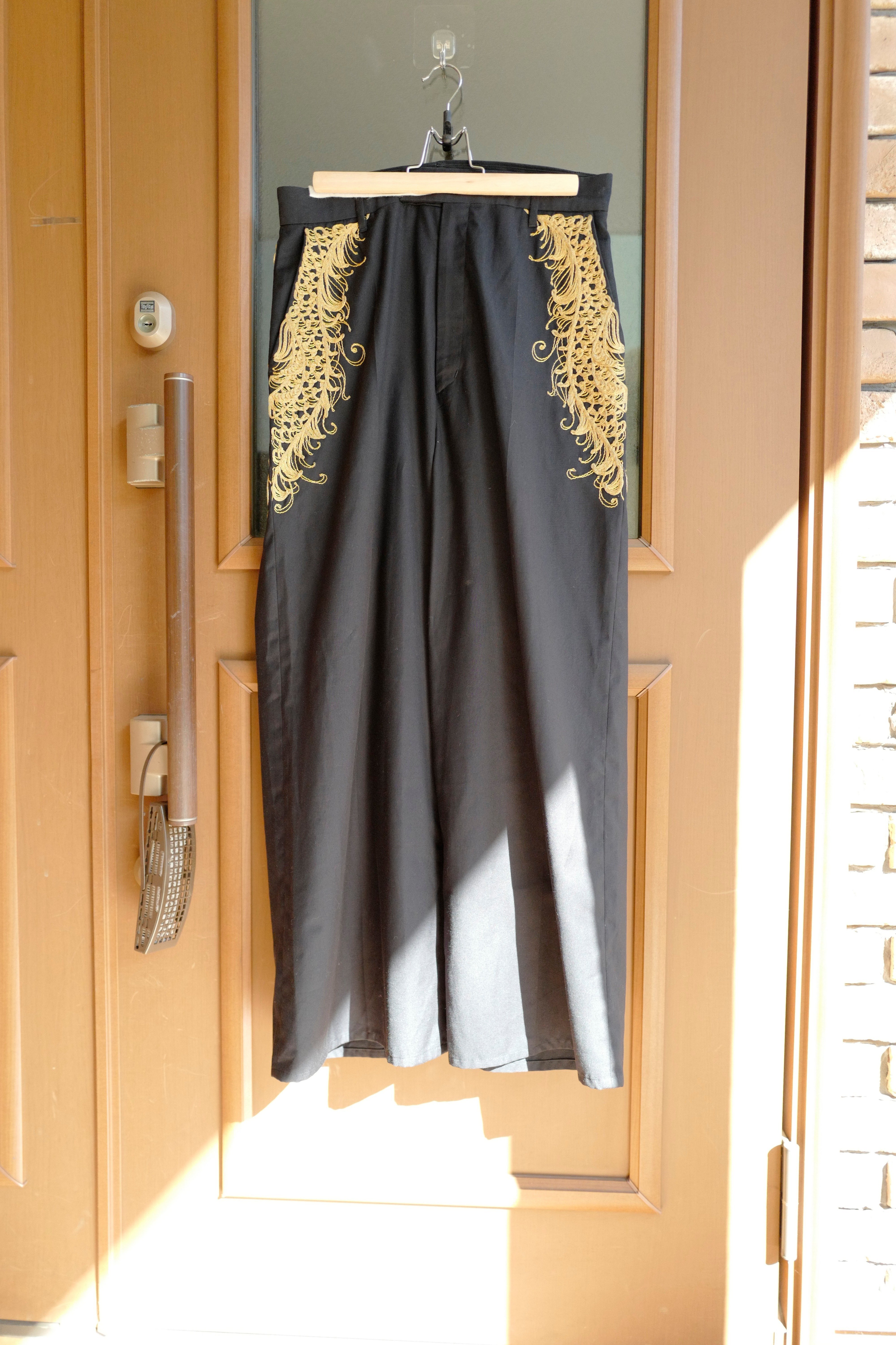 Christian dada embroidery wide slacks