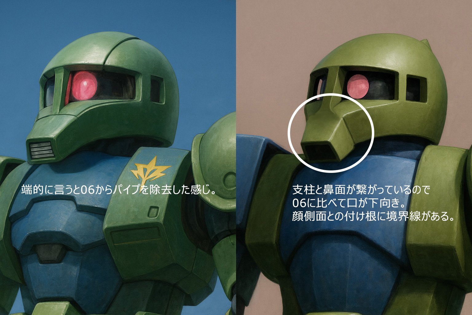 考察】旧ザクの顔解釈の変化｜やきそば