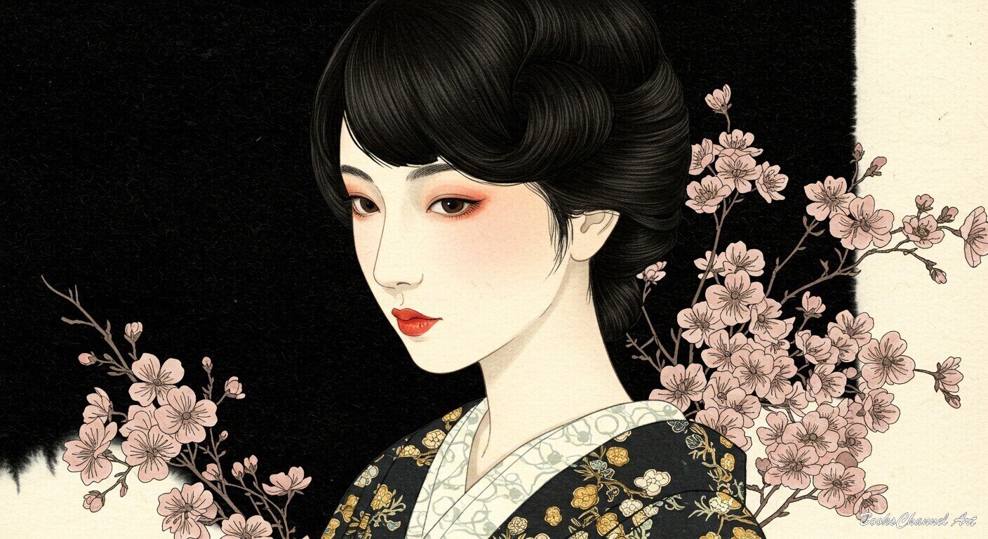 Japanese Beauty Profile - 墨絵風現代アートポートレート