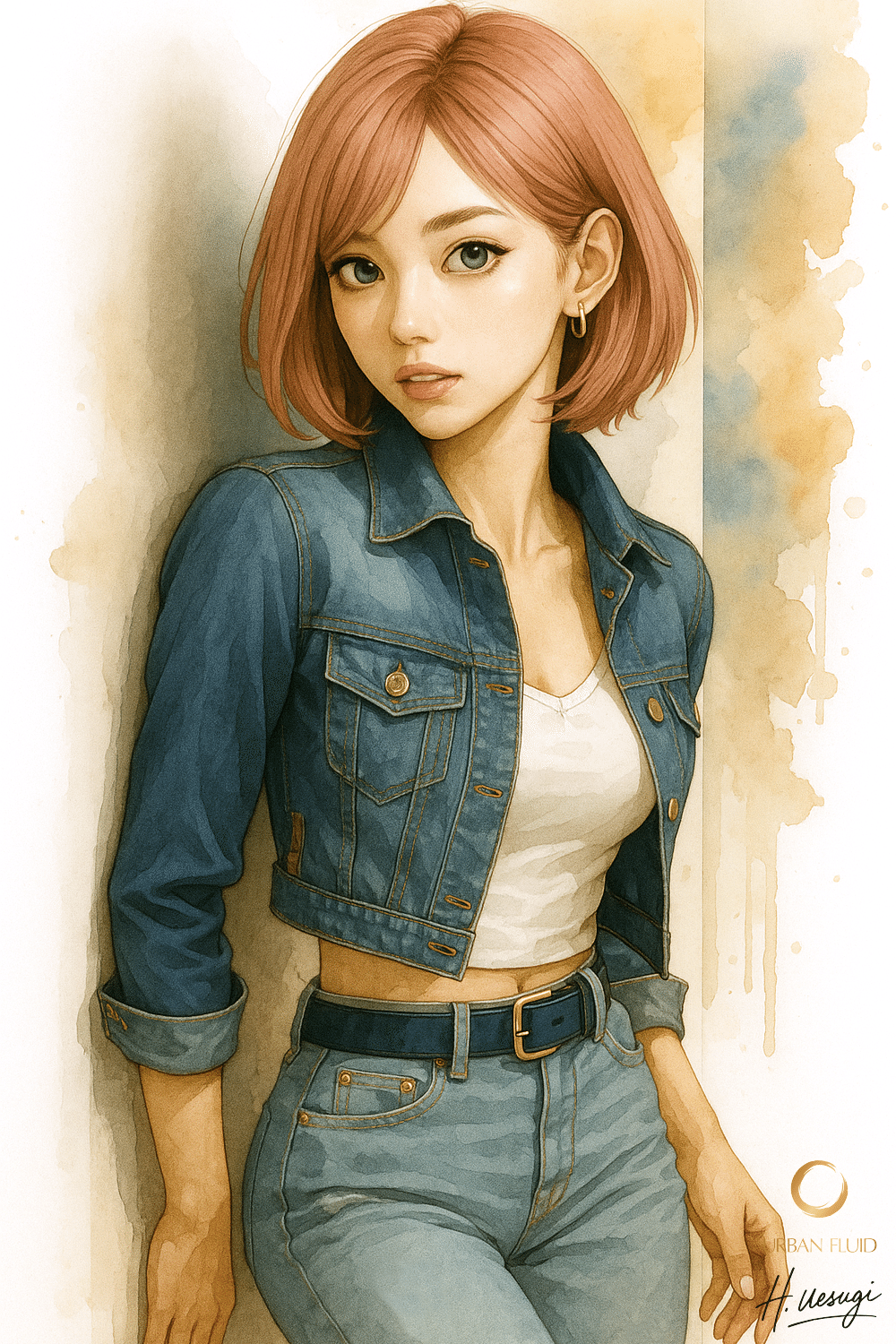女性像　アクリル画　原画 Modern Bijin-ga Artist,Illustrator Sioux