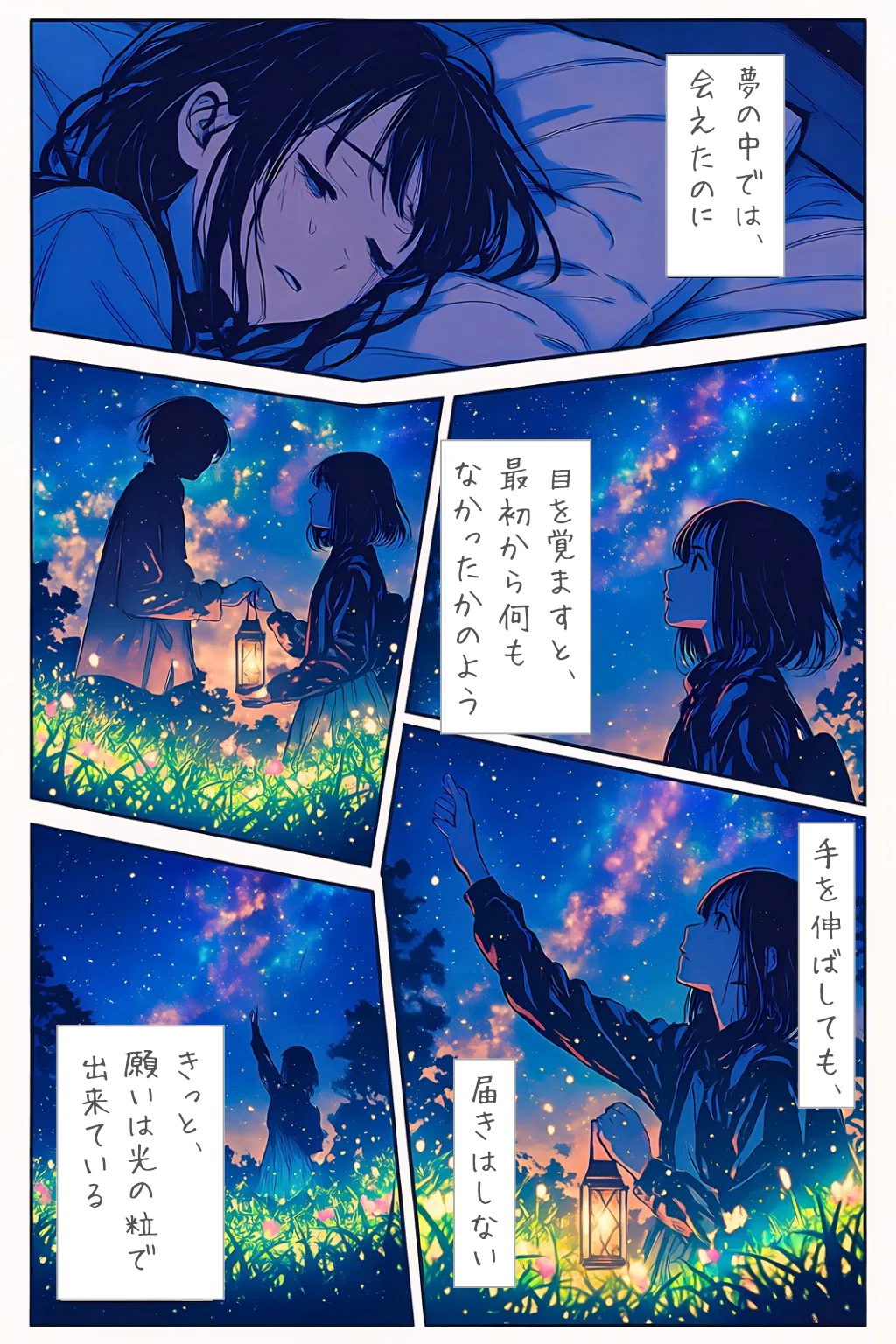 願いは、光の粒でできている【AIイラスト＋4コマ漫画】｜Alpaka