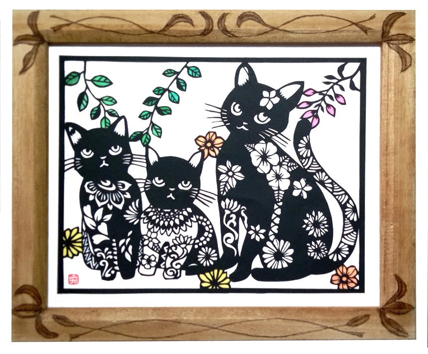 モロッコ 猫の絵 切手 3DH 使用済み Original Art – Misa Saito