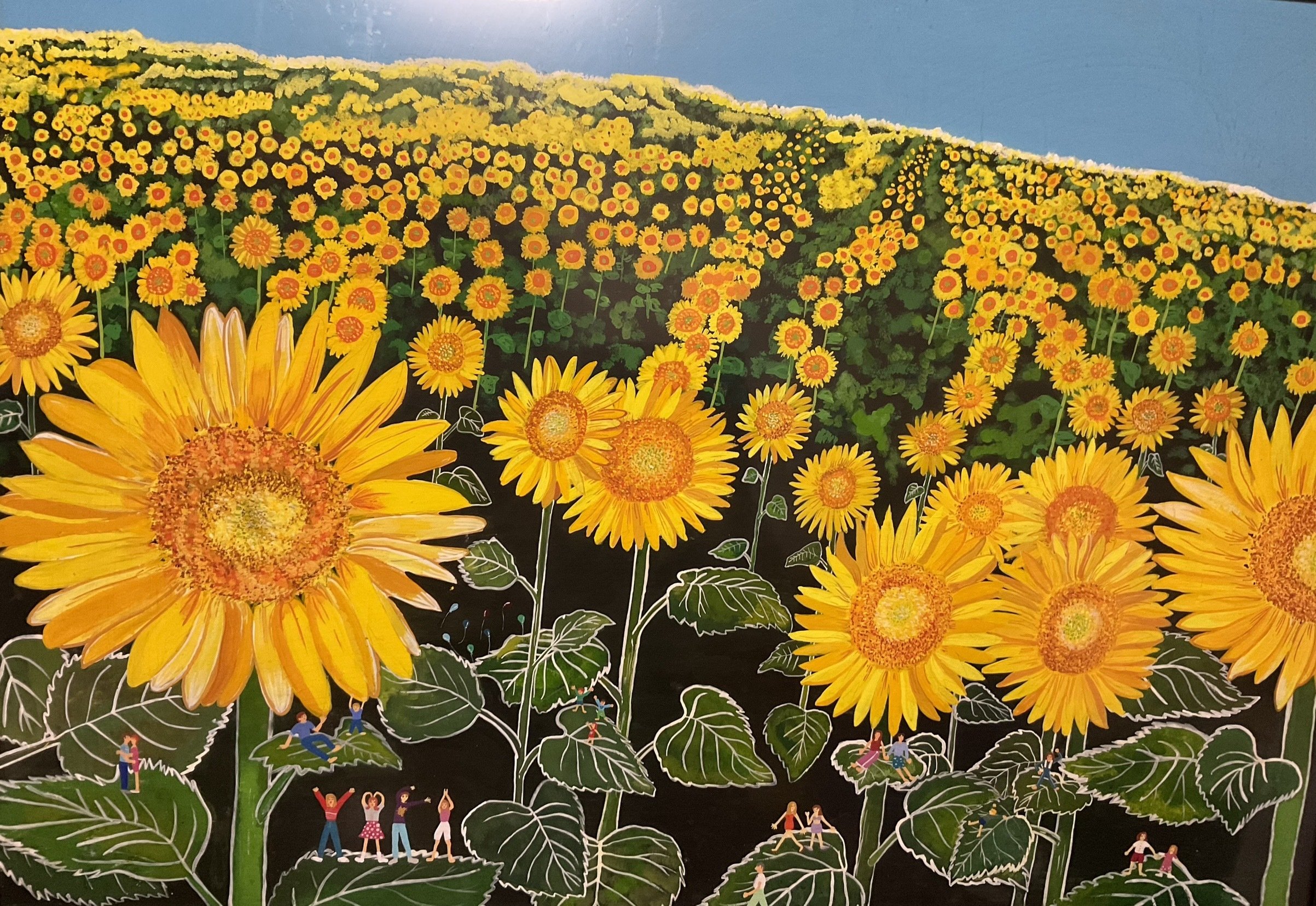 ひまわり畑] アクリル絵画（オーダー） 【これで描ける！】🌻向日葵畑