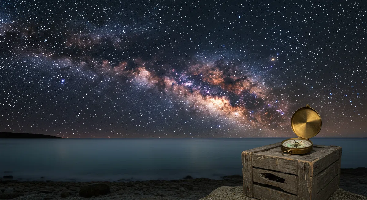 無限に広がる星空と羅針盤
