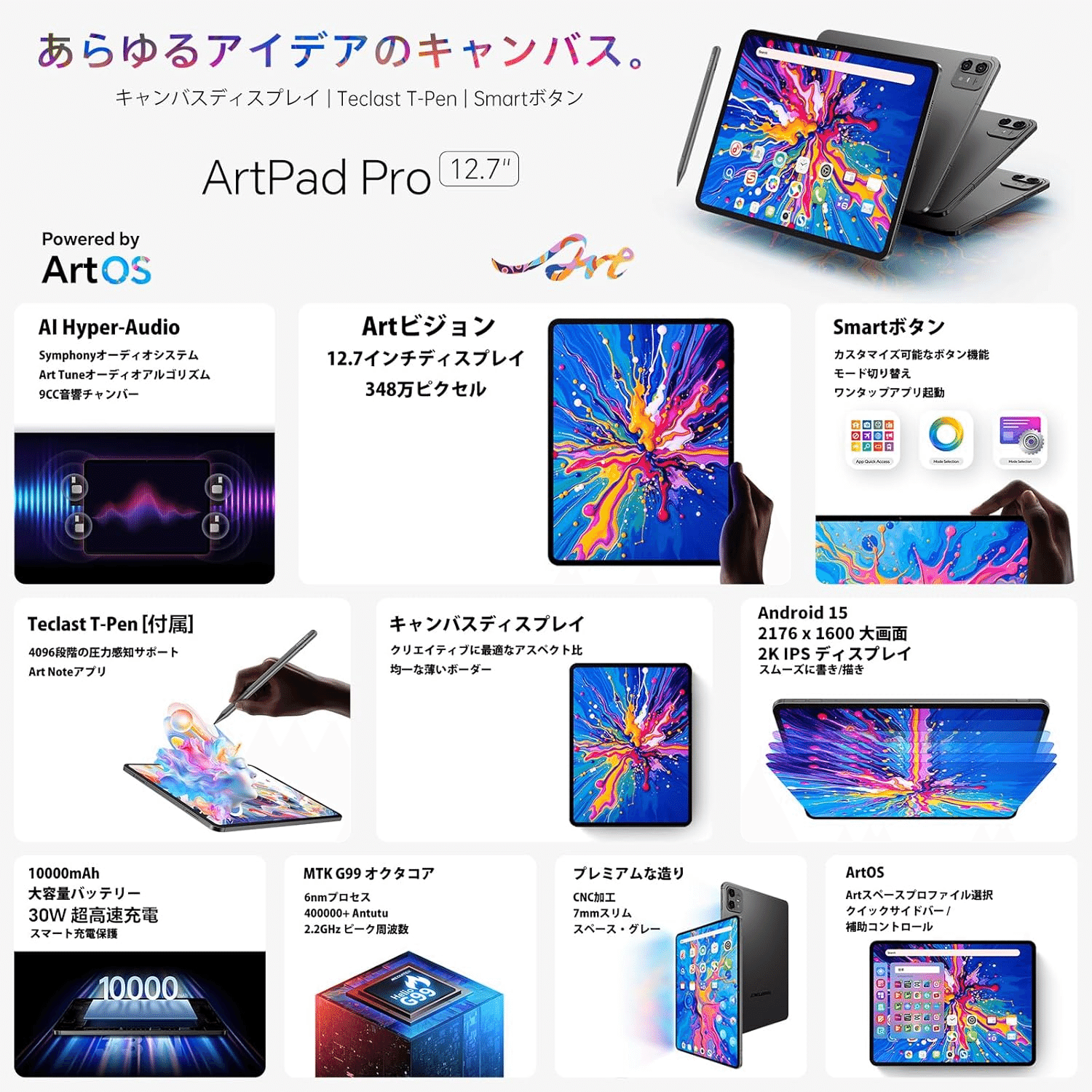 TECLAST ArtPad Pro 12.7インチ T-Pen付属タブレット｜GetGadgetGot