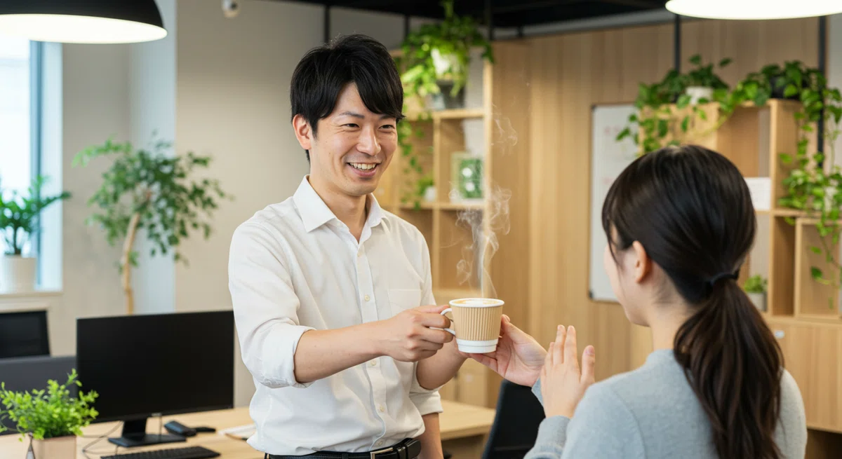 ãªãã£ã¹ã§ååã«ã³ãŒããŒãæž¡ãæ§å