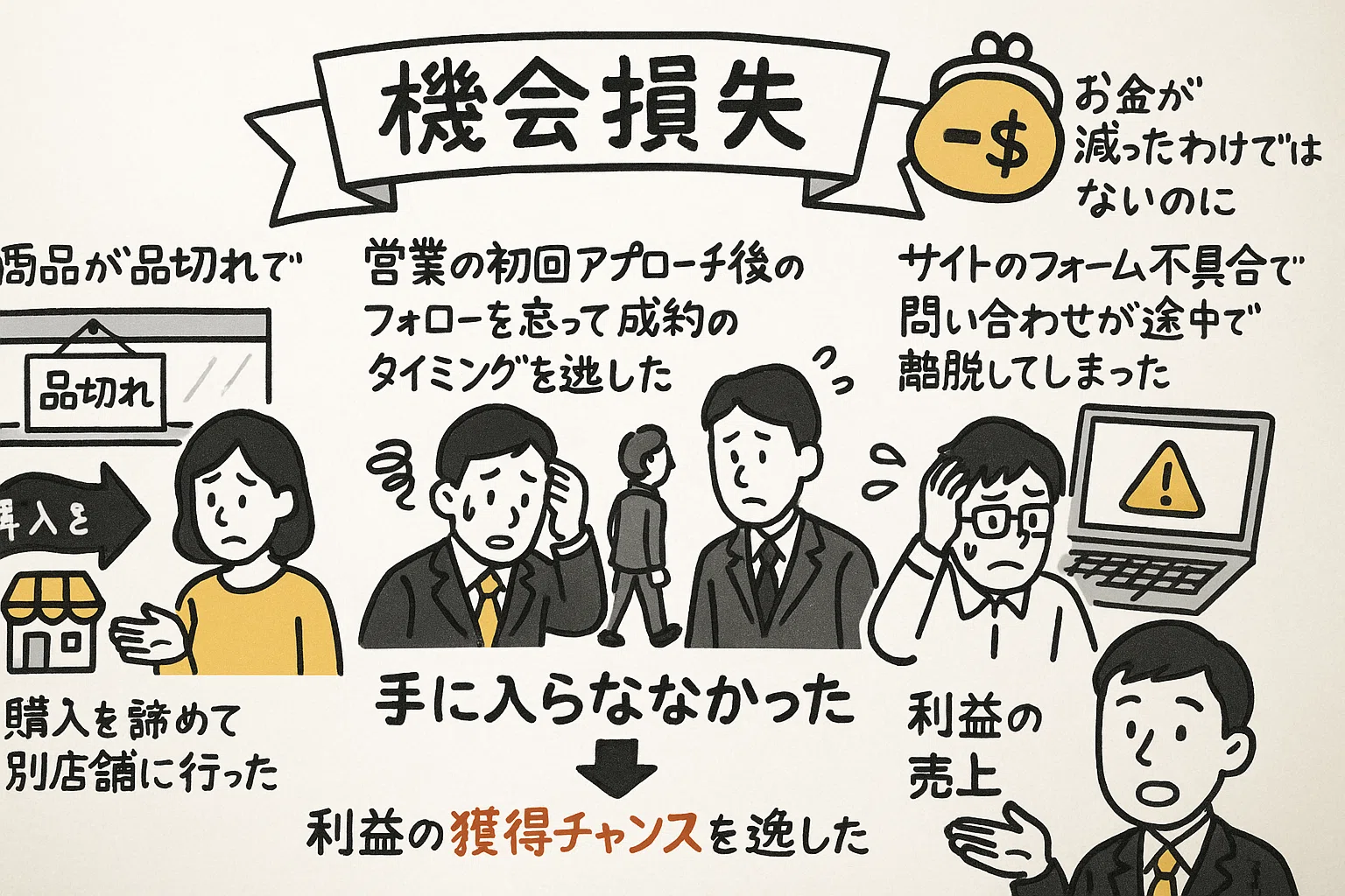 完全解説】機会損失とは？意味・原因・対策・事例まで初心者にもわかり 