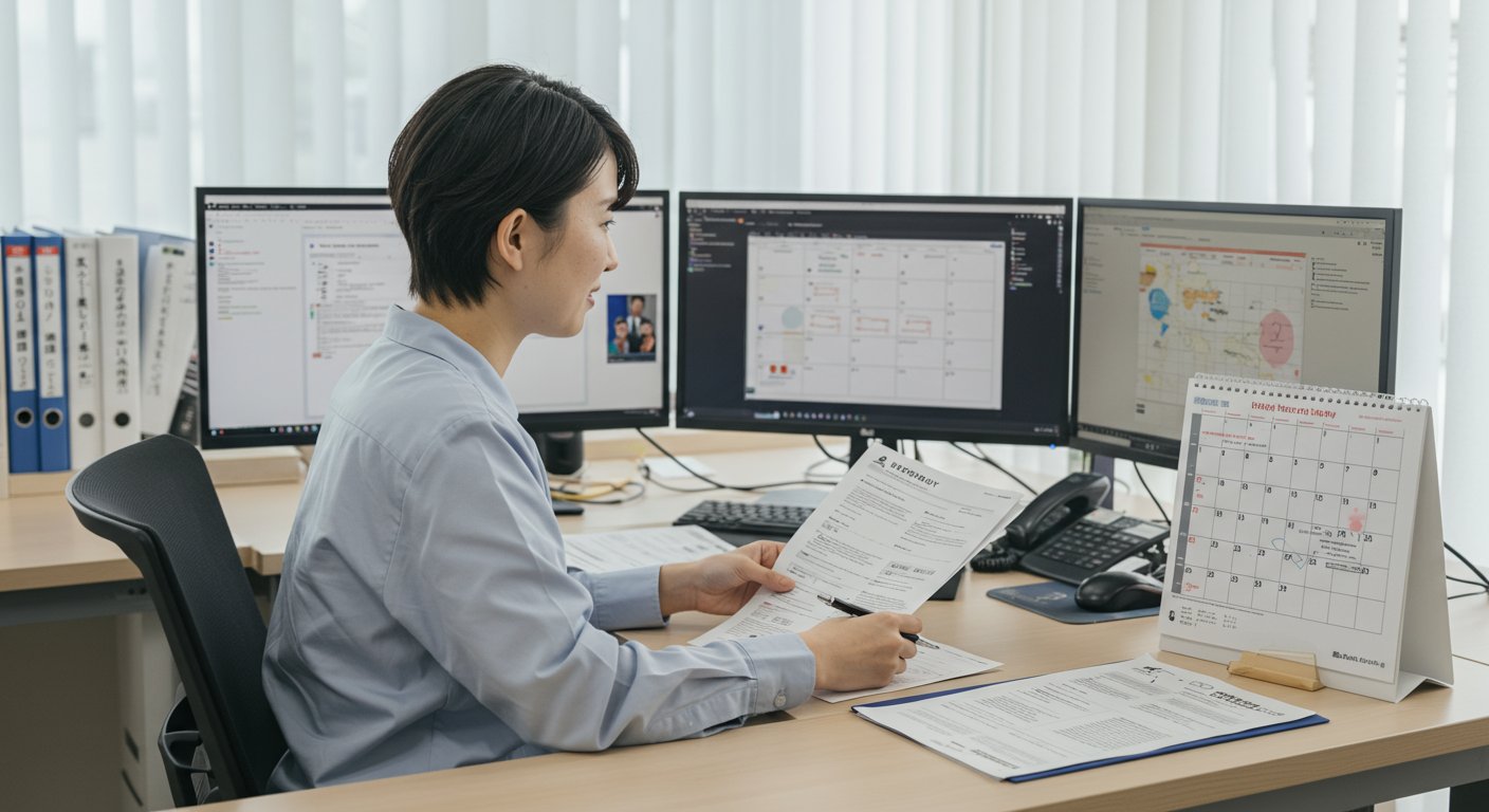 介護施設での採用担当者の業務風景