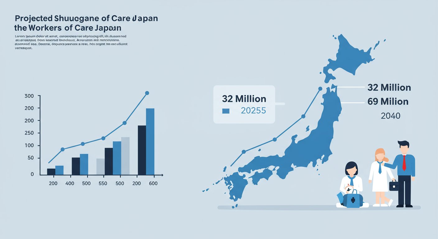 2025年と2040年の介護人材不足を示すグラフ