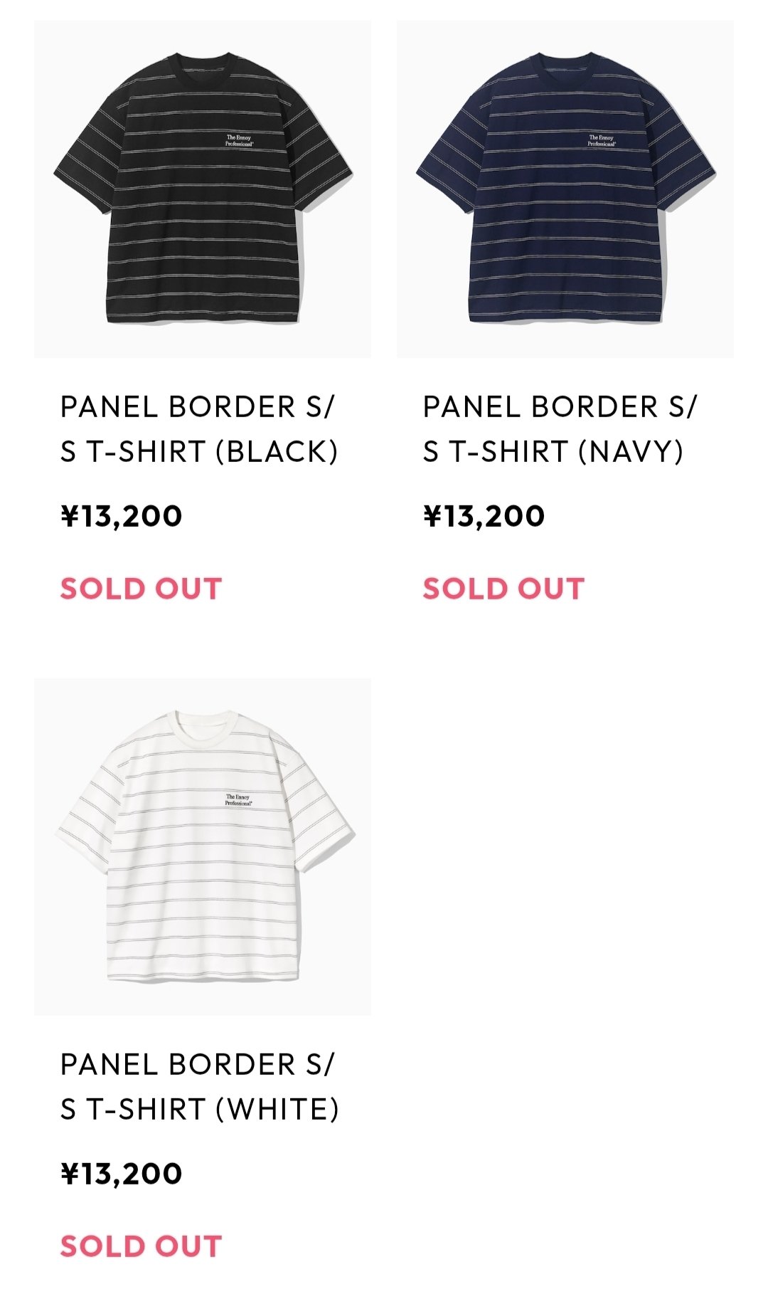 2023 S/S Ennoy Boder T-Shirt NAVY WHITE ennoy S/S Border TーShirt