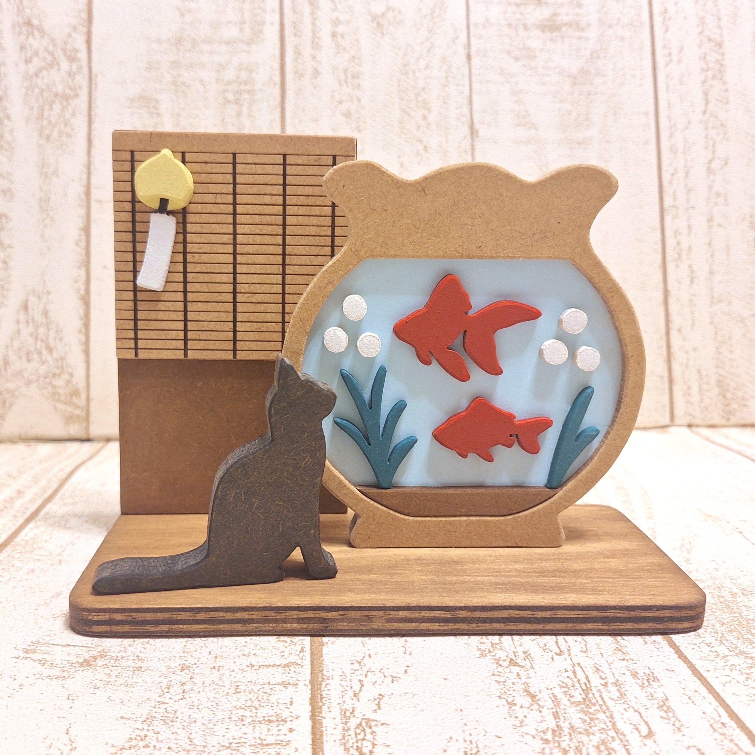 金魚鉢、猫鉢、ロゼ 金魚鉢に花火、波に猫！夏を楽しむ木製シリーズ｜TAKA'Z ～木製