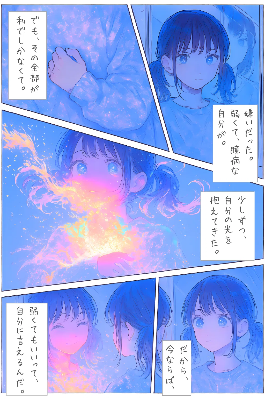 爆ぜるほどの光を抱いても【AIイラスト＋4コマ漫画】｜Alpaka