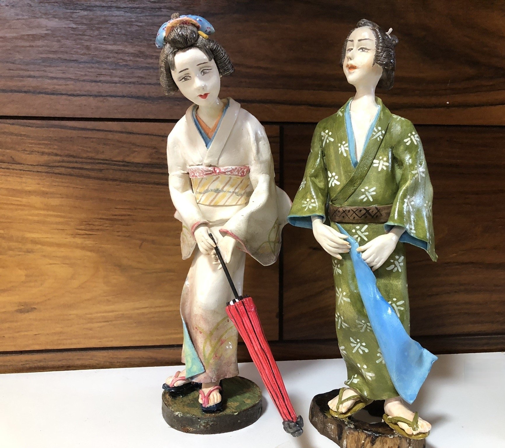 紙粘土で瓶ドール｜poporin 紙粘土に布を貼った創作人形