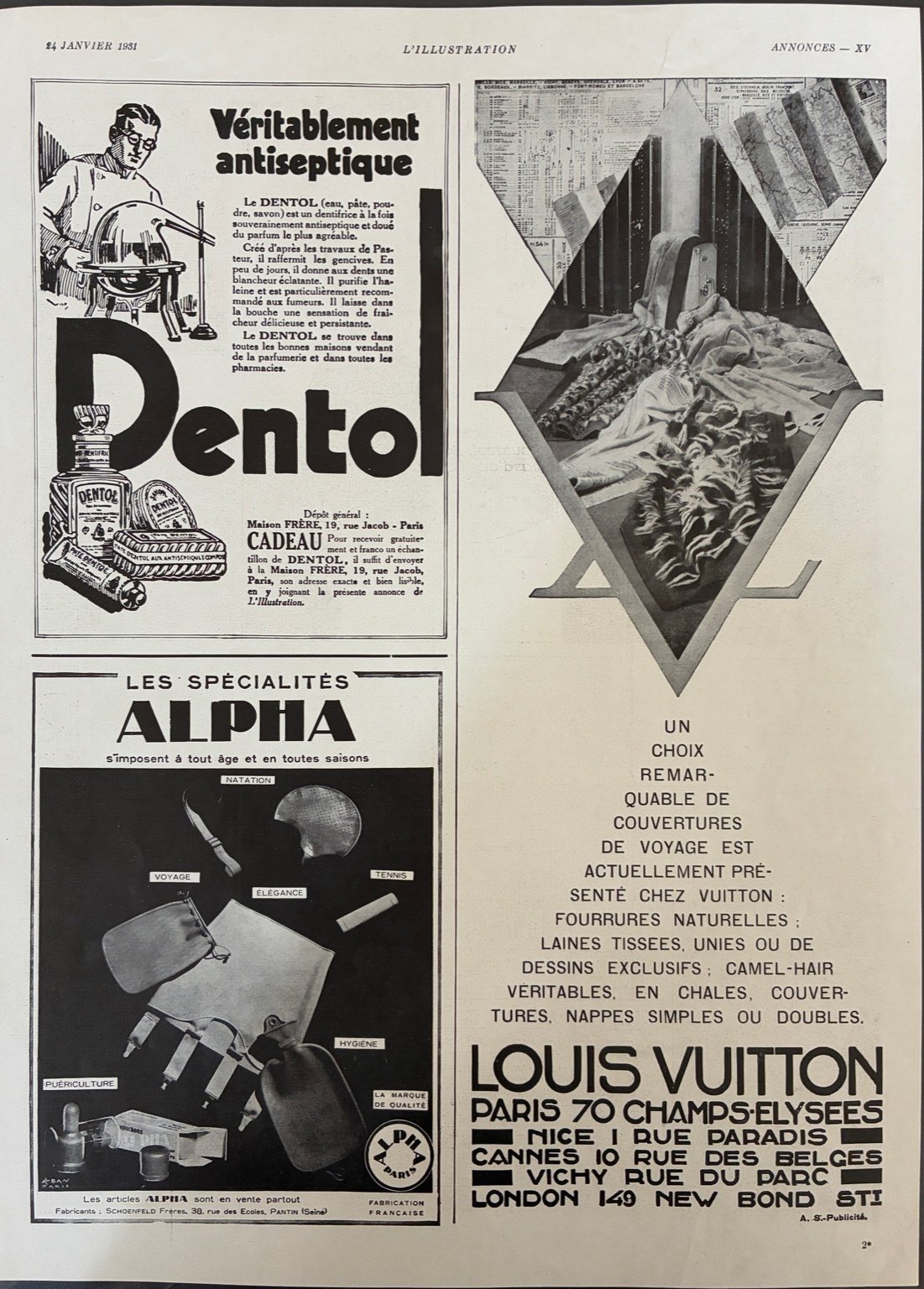 1931年 L'ILLUSTRATION “LOUIS VUITTON”広告 1931年 L'ILLUSTRATION “LOUIS VUITTON”広告