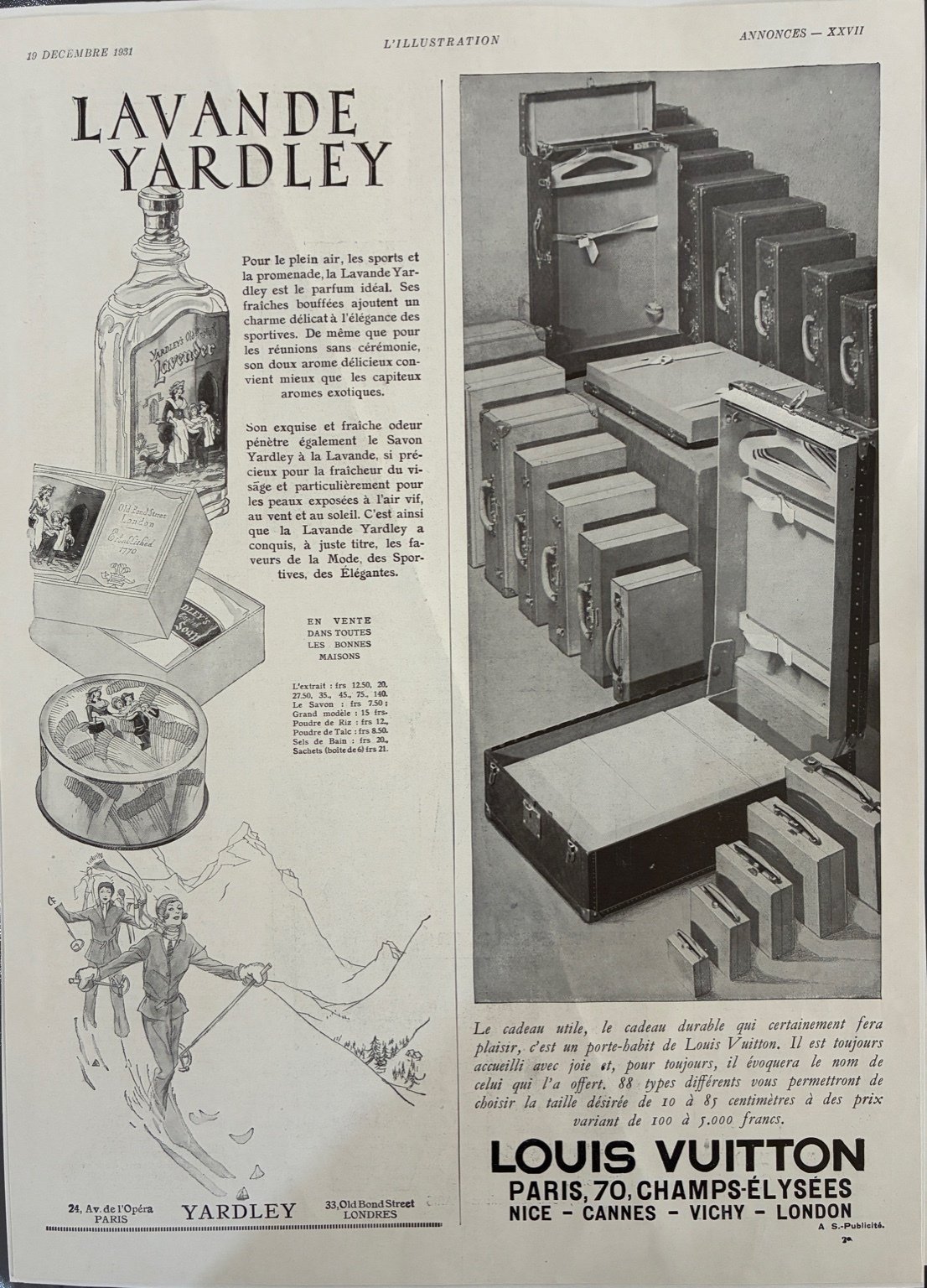 1931年 L'ILLUSTRATION “LOUIS VUITTON”広告 1931年 L'ILLUSTRATION “LOUIS VUITTON”広告
