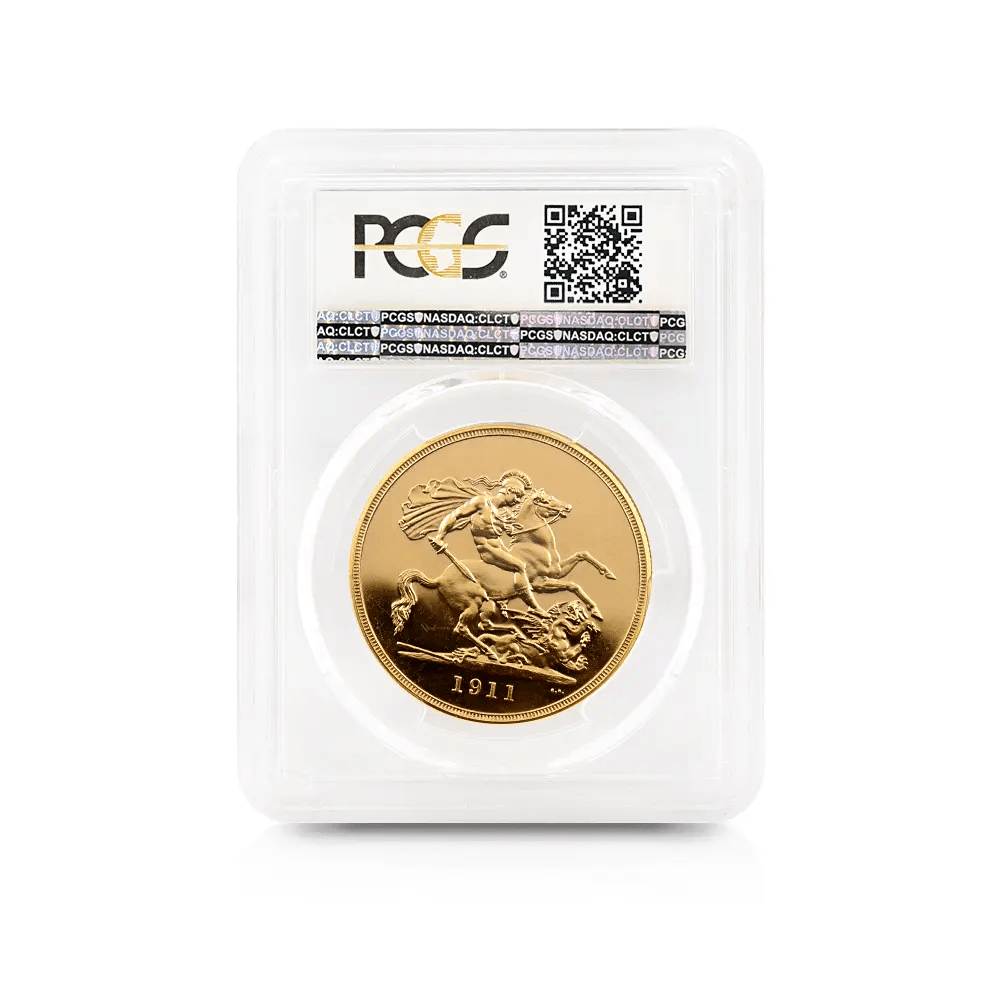 1911 ジョージ5世 聖ジョージ竜退治 5ポンド金貨 PCGS PR64CA S