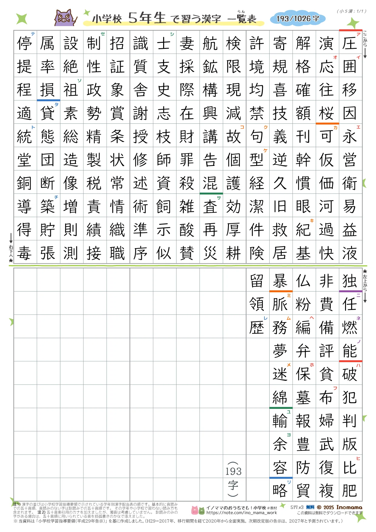 5 年生 の 漢字 一覧