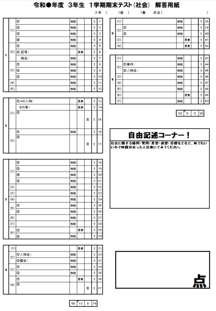 中学校社会科・3年生【1学期期末テストに使える実践問題