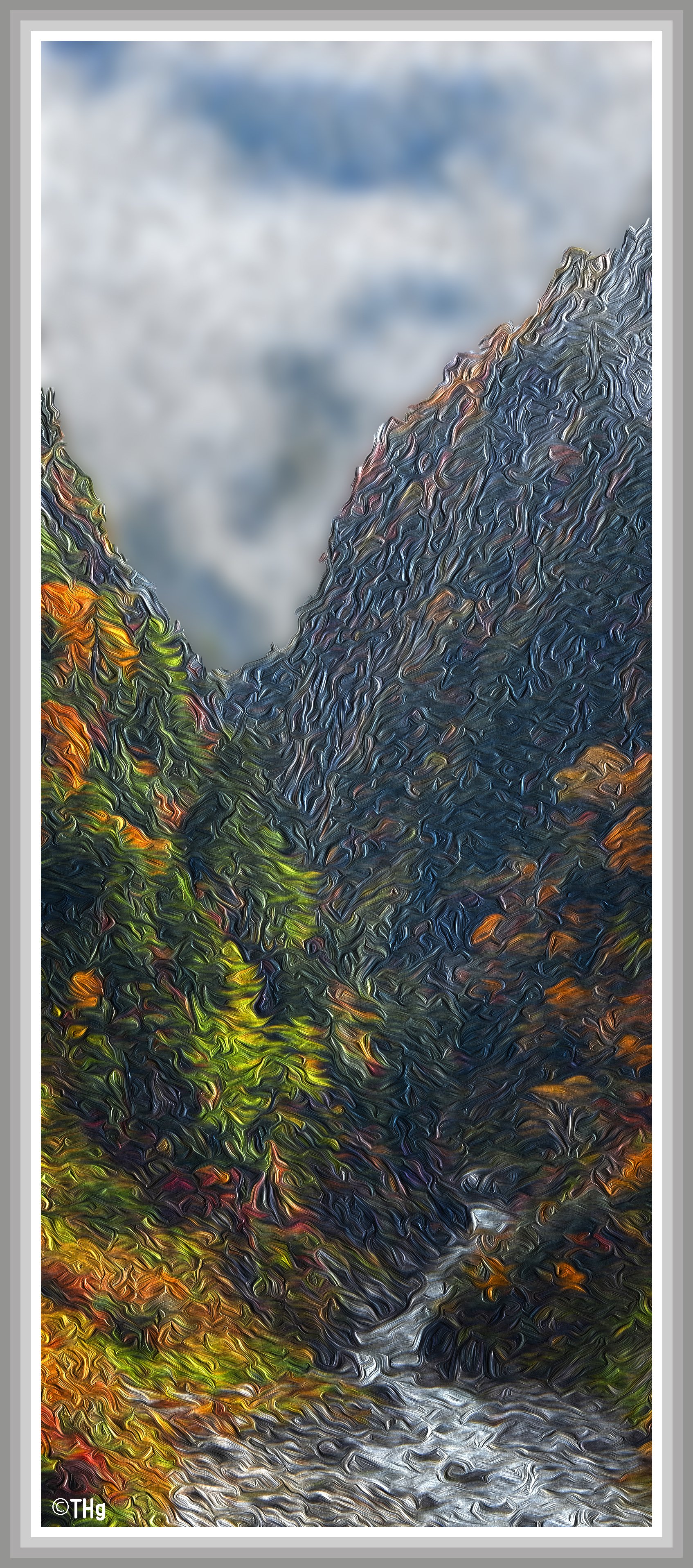油彩画 滝の風景 久しぶりの風景画です。岐阜県の中津川にある龍神の滝を描きまし
