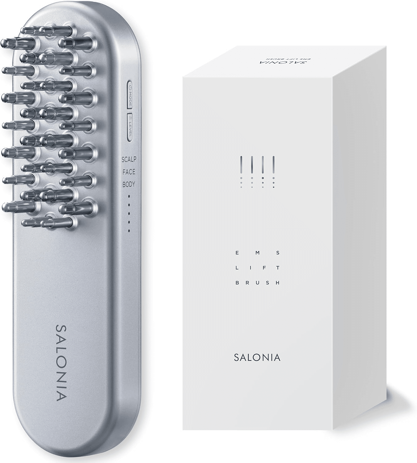 SALONIA EMSリフトブラシ シルバー USBケーブル・取扱説明書付き SALONIA EMSリフトブラシ | サロニア(SALONIA)公式通販サイト