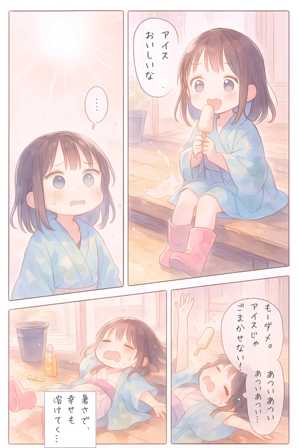夏にとろける【AIイラスト＋4コマ漫画】｜Alpaka