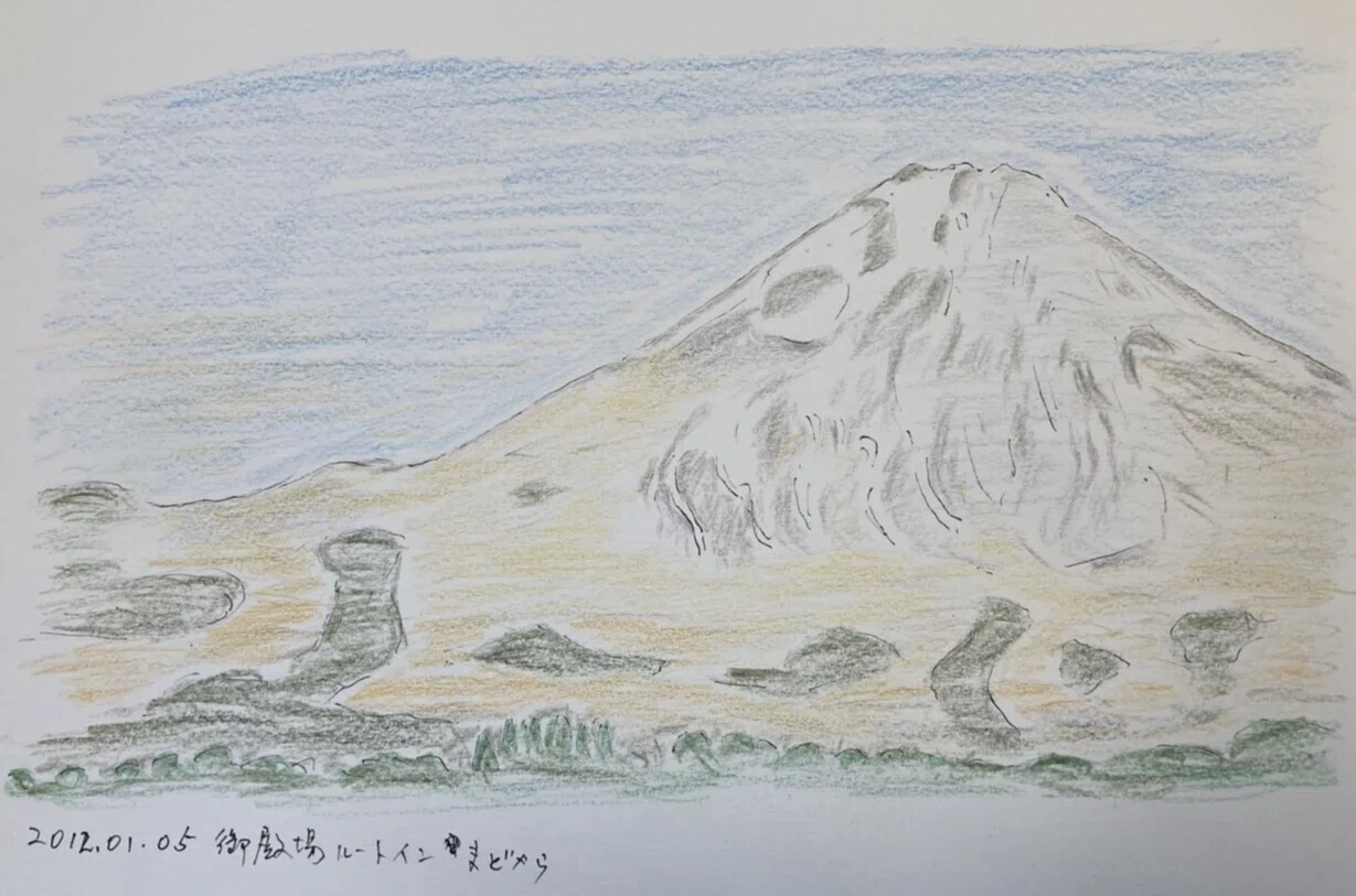 三津海岸からの富士 スケッチ 額装 三津海岸からの富士 スケッチ 額装