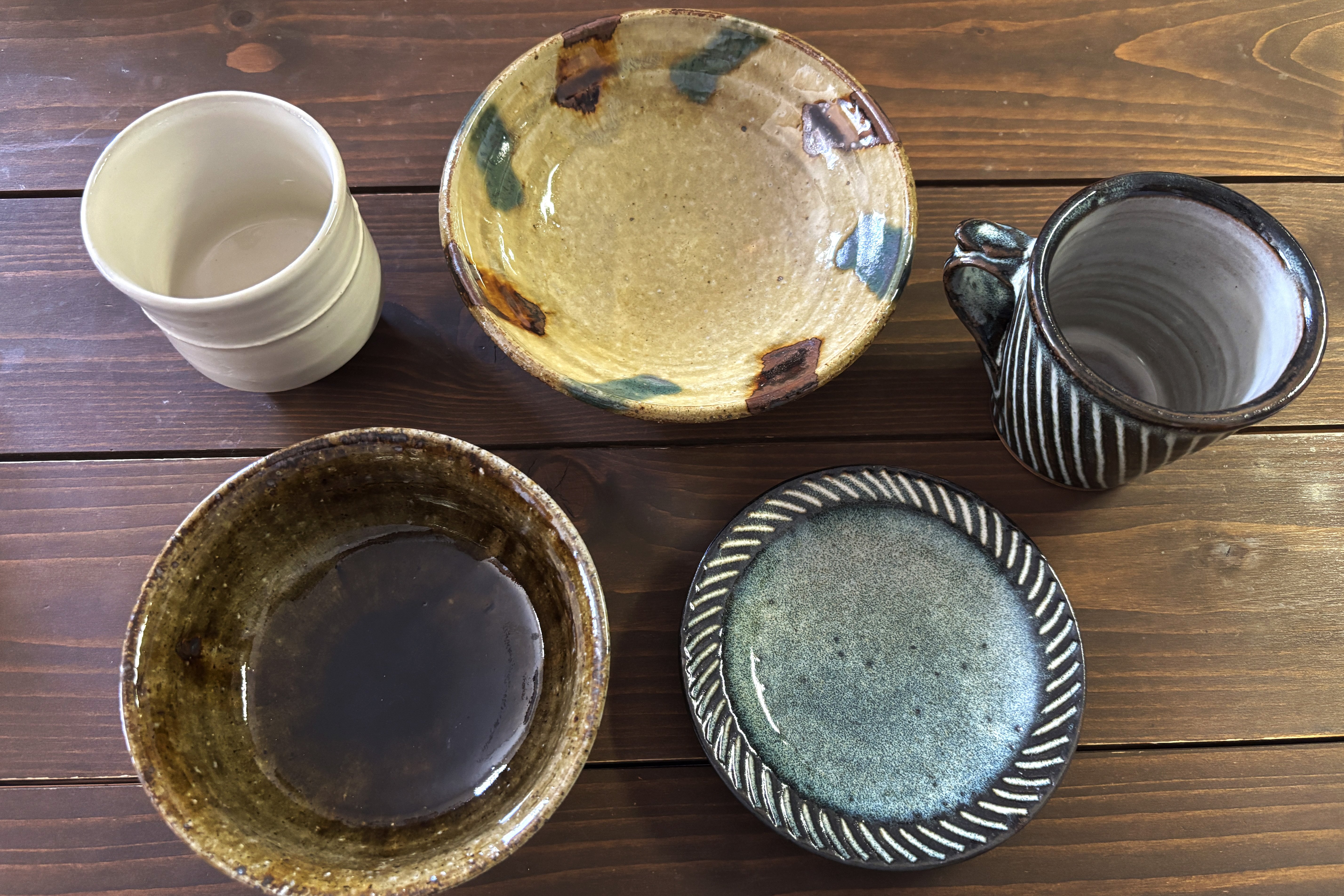 【吉華】　島根の民芸陶器　湯町かま　白茶碗　　棟方志向の絵が張られた箱 お土産やプレゼントに！島根県ふるさと伝統工芸品「湯町窯