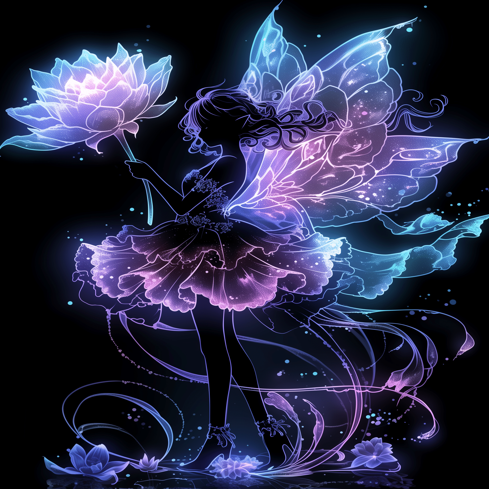 ネオンラインアート〜nijijourneyで輝く妖精アート〜｜リンファ@AI