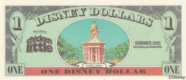 初めてのDダラー】ディズニーランド50周年🎉チキン・リトル$1紙幣を