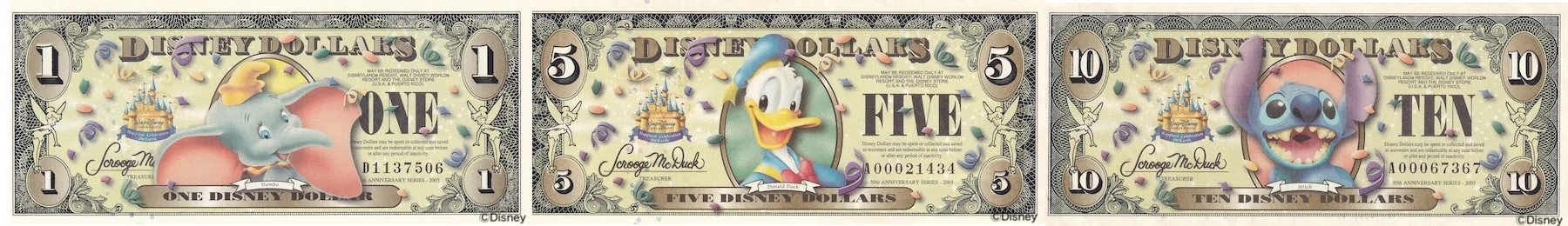 初めてのDダラー】ディズニーランド50周年🎉チキン・リトル$1紙幣を
