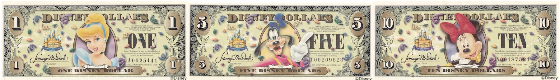 初めてのDダラー】ディズニーランド50周年🎉チキン・リトル$1紙幣を