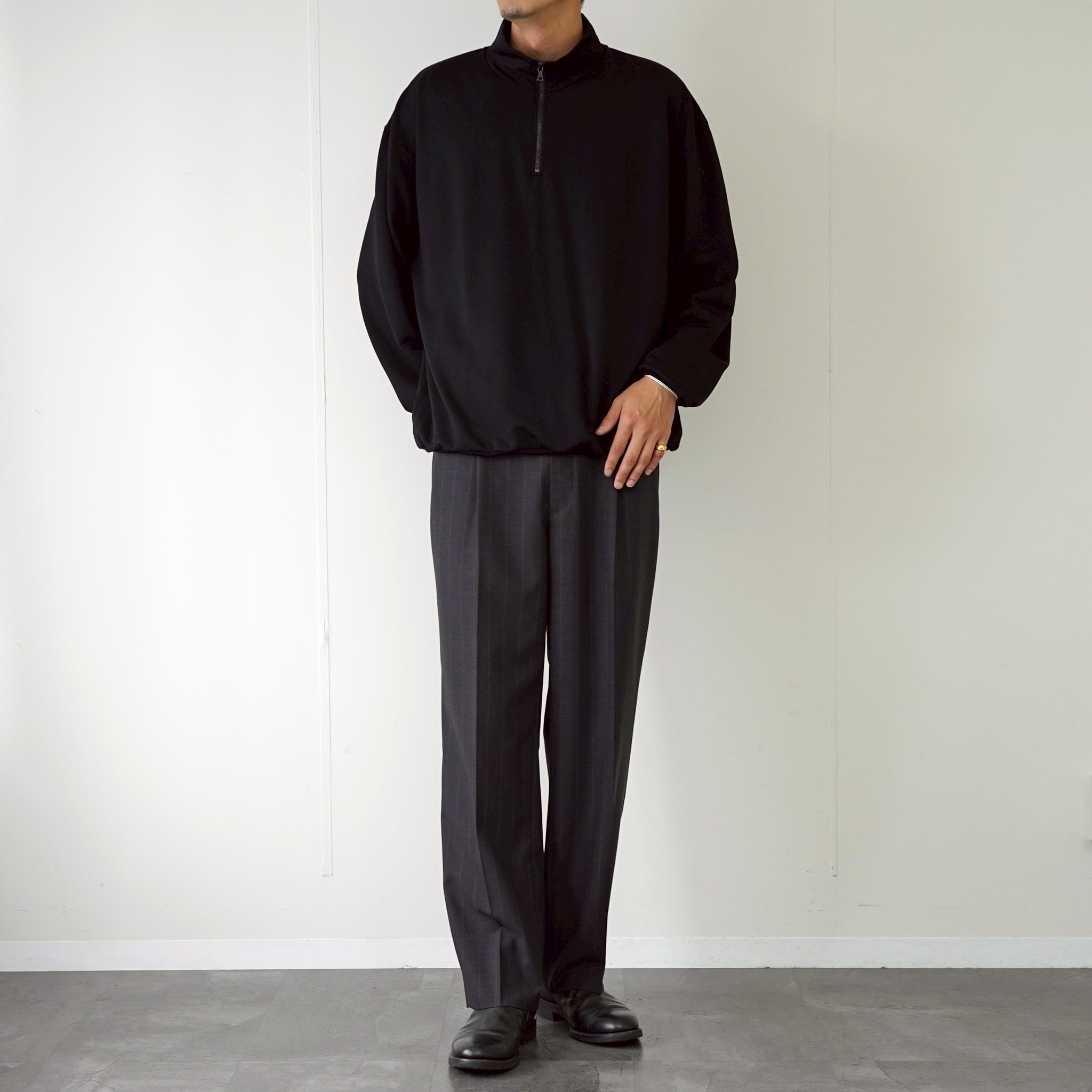 今期AURALEE ハーフジップ スエット　ブラック　３ AURALEE / オーラリー | SUPER HIGH GAUGE SWEAT HALF ZIP P/O