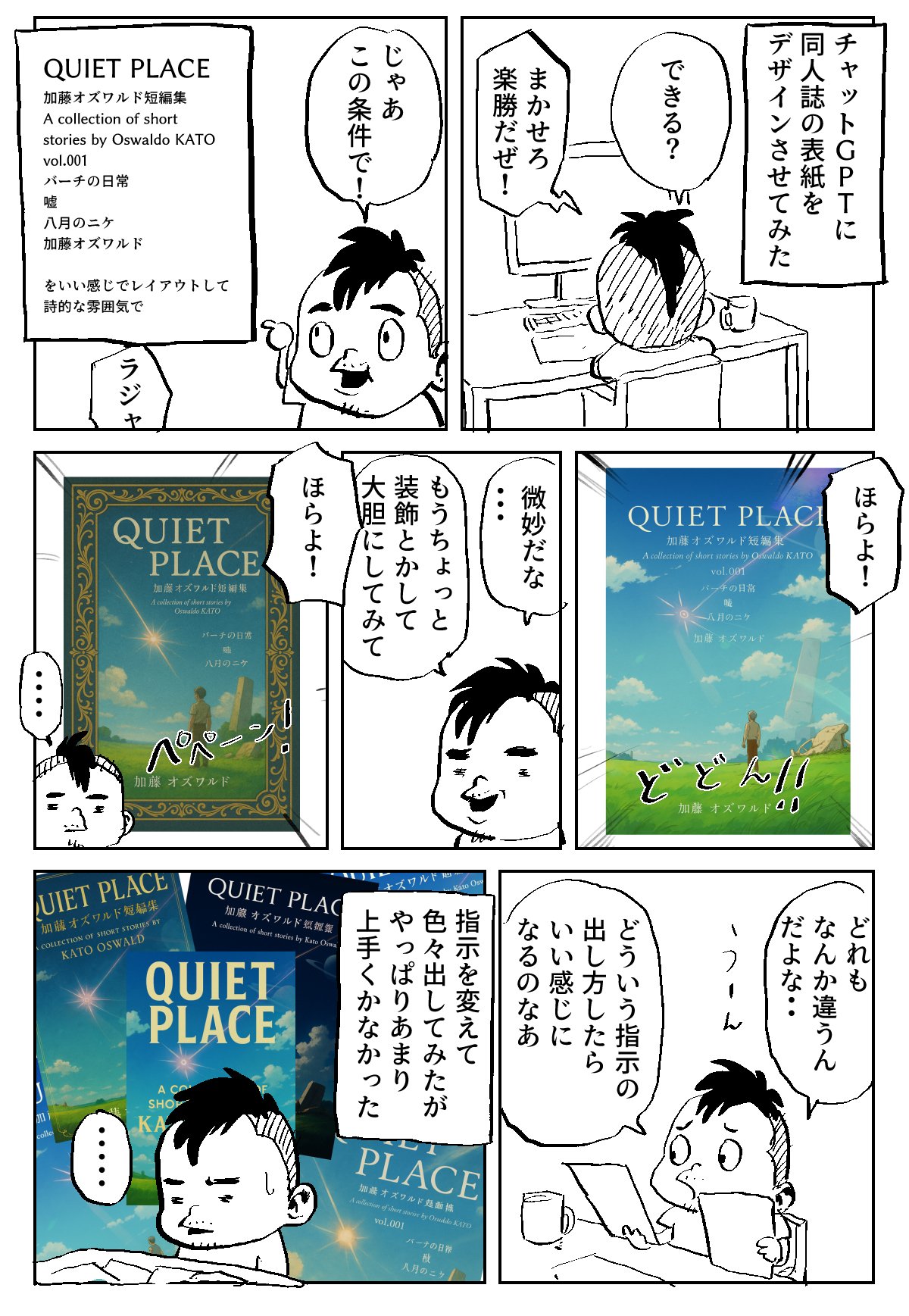 48歳マンガ家志望 AIに表紙をデザインさせてみた｜加藤オズワルド