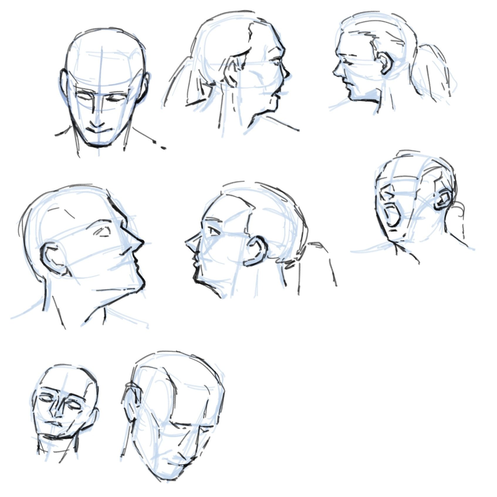 顔クロッキー練習の記録｜白砂, image size:1694x1753