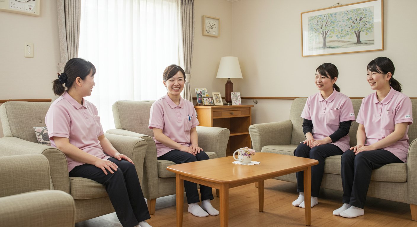 介護施設でのスタッフ交流の様子