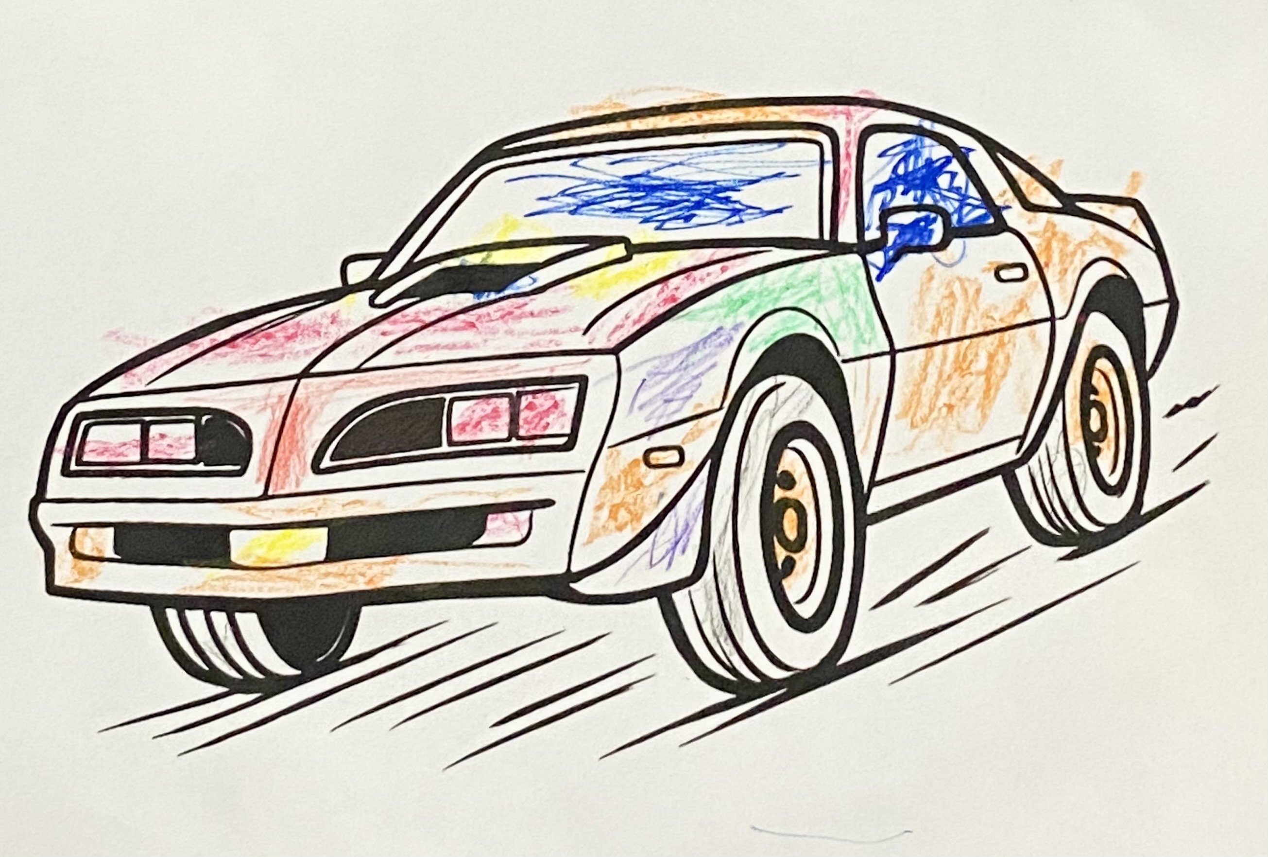 親子で楽しむ！『レトロアメリカン ヒーローカーぬりえ』｜5枚