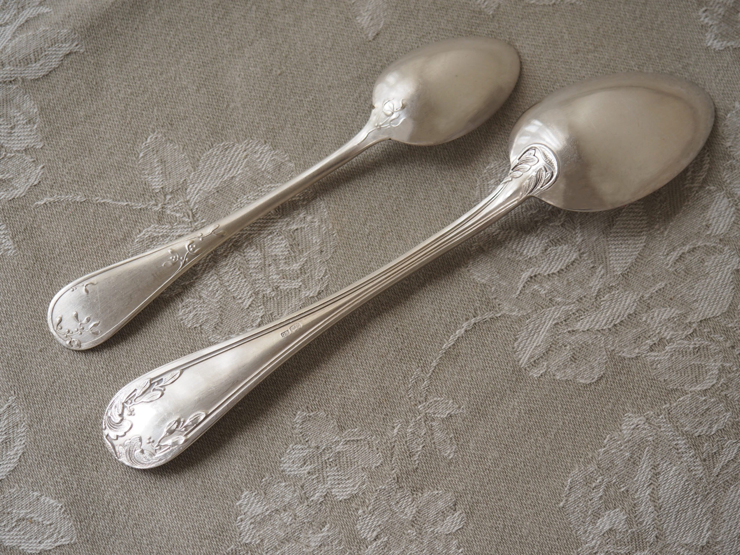 フランスアンティーク 枝モチーフ スプーン カトラリー 葉脈 スズラン