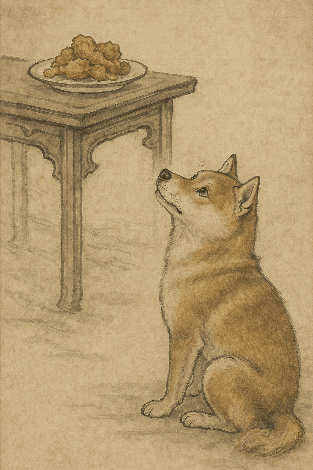 絵画『犬』ヘイ平山画 柴犬の中国古代絵画風に挑戦｜469＠ひたすらAI柴犬