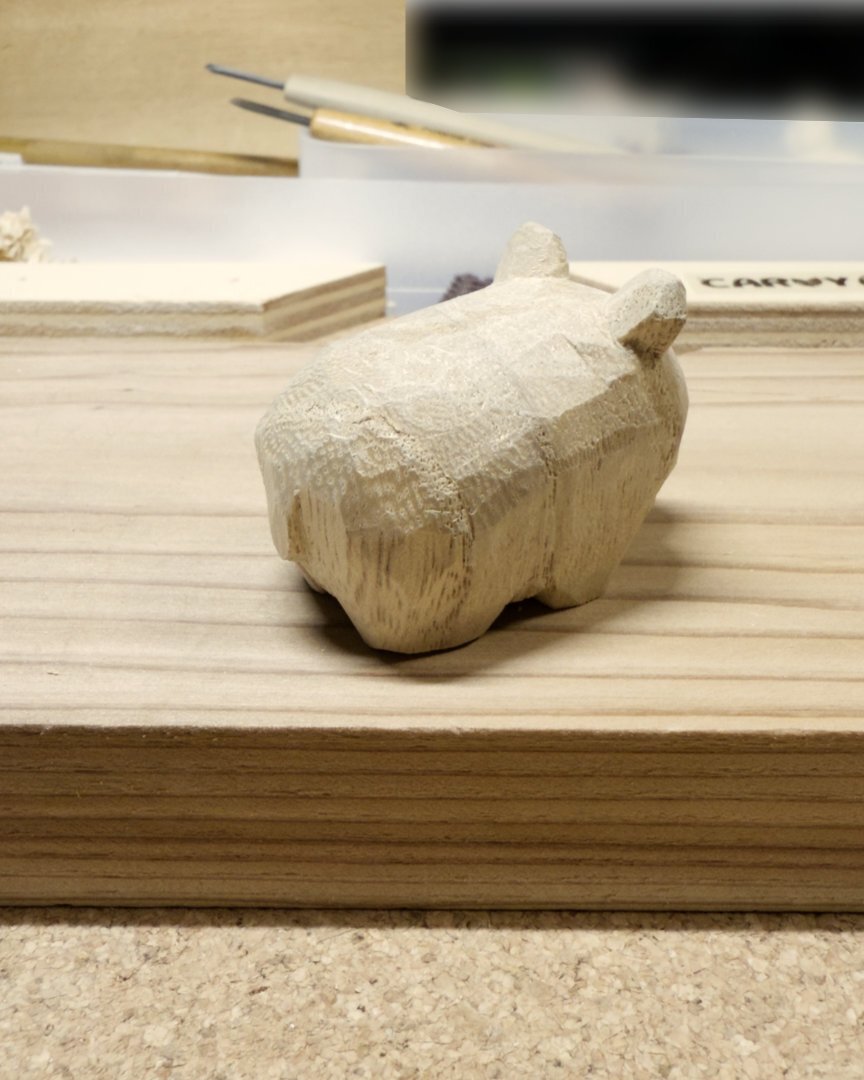 木彫りの練習37・ひぐま・1個目｜ばじぃ | イラストレーター