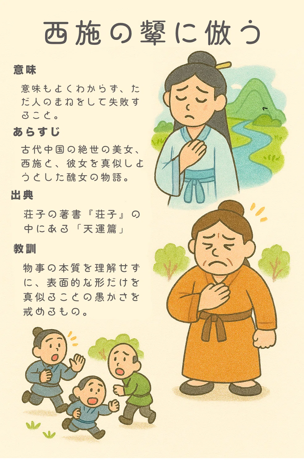 西施の顰に倣う(せいしのひそみにならう)|boubura