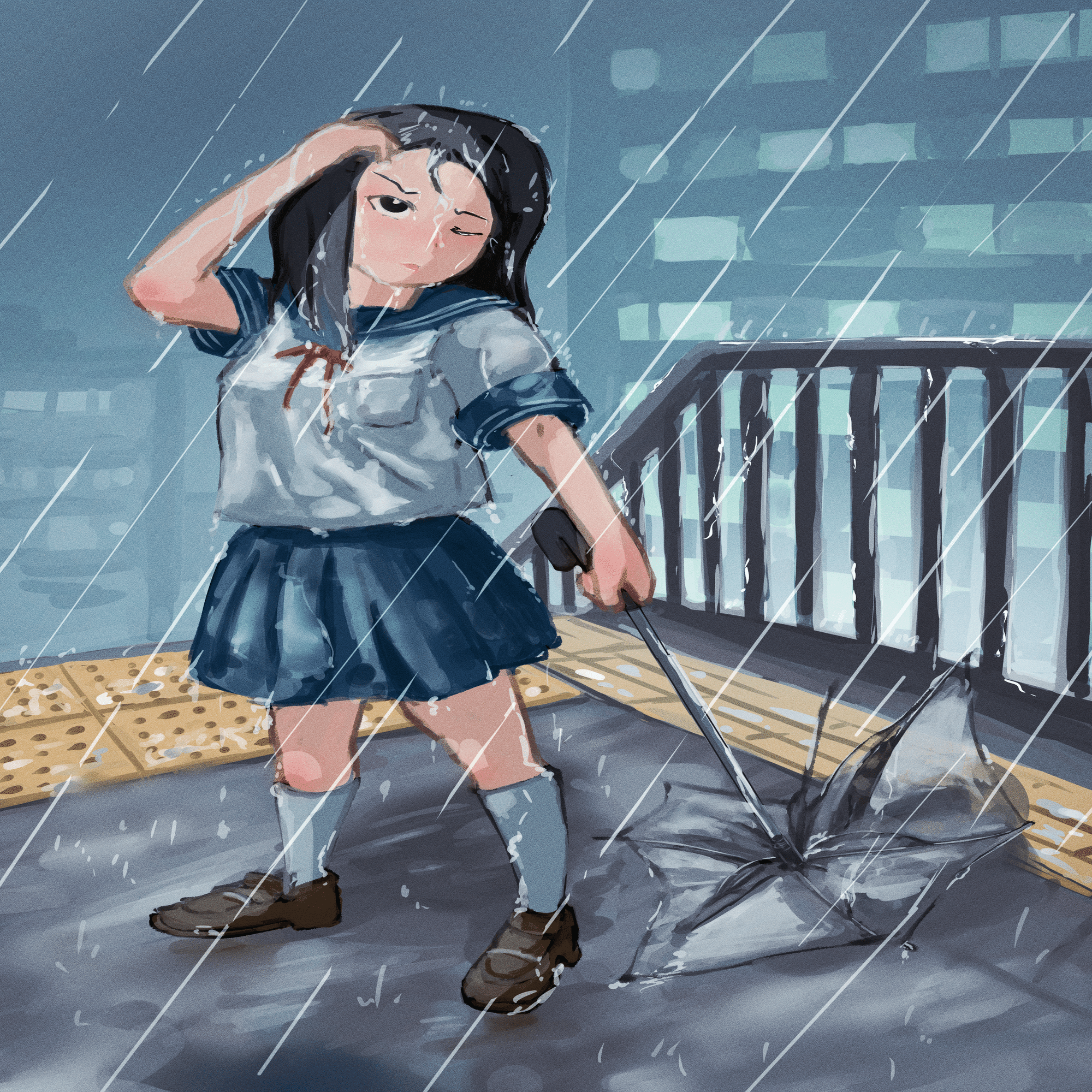 JustKeepDrawing#059 雨降られ｜cubokta